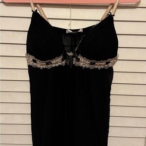Linea Donatella Black Chemise with Lace Detail